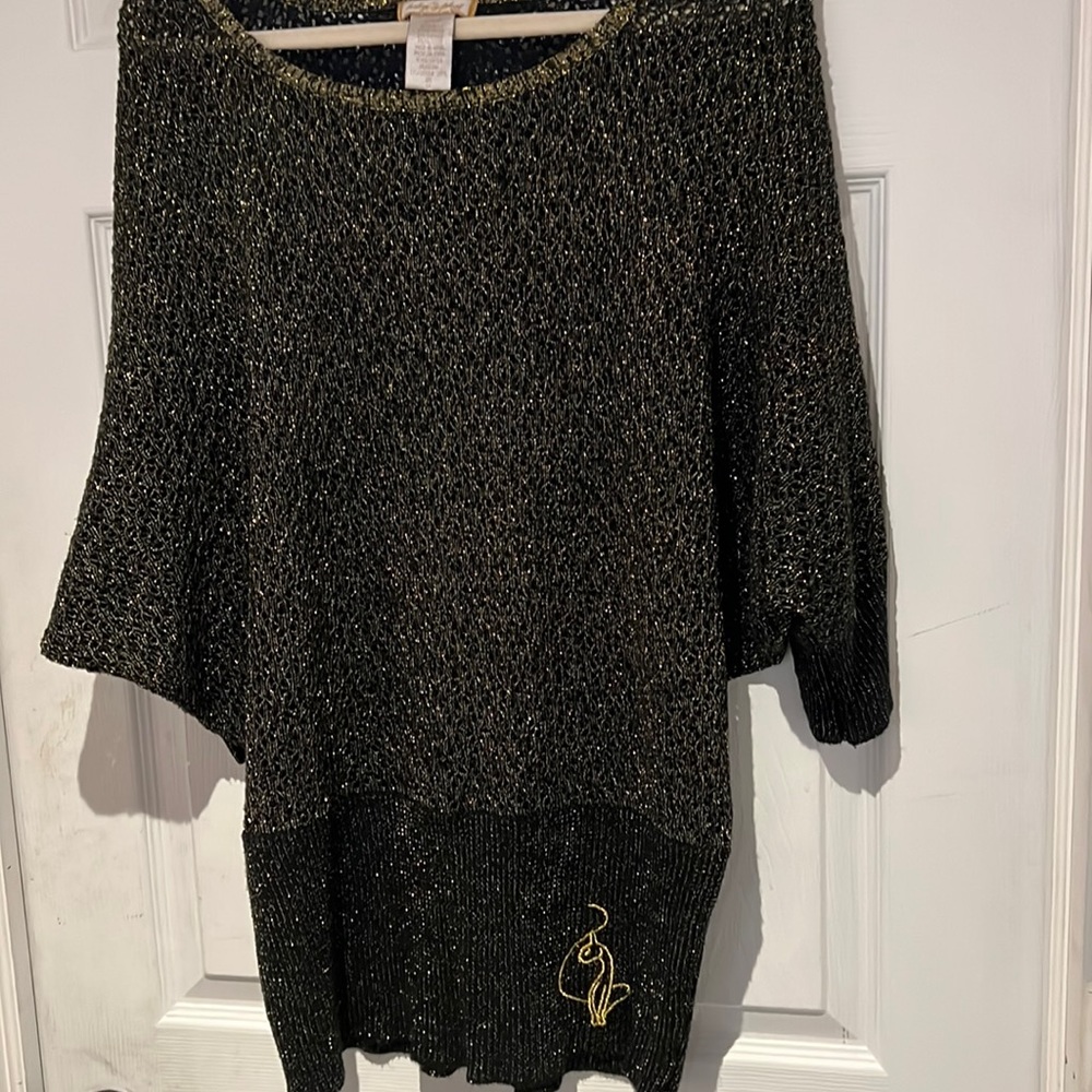 Womens 3/4 sleeve dolman open knit sweater